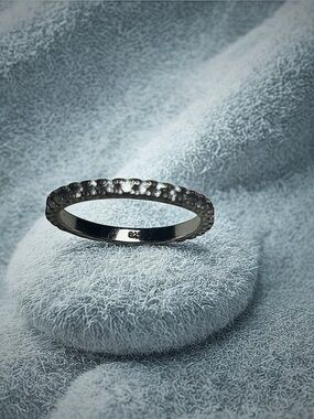 Sterling Silver 925 Eternity Band Ring • CZ Pave • Women’s Stacking Ring